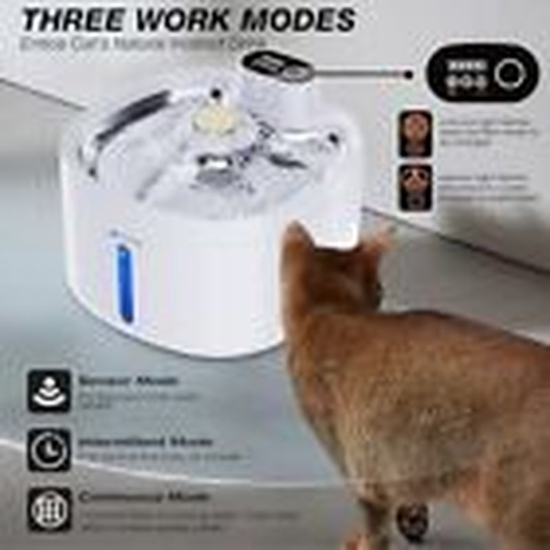 Wireless Cat Water Fountain, 88Oz / 2.6L Cat Fountain Battery Operated,