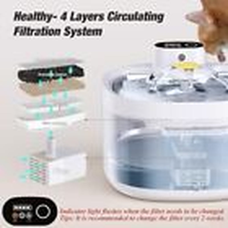 Wireless Cat Water Fountain, 88Oz / 2.6L Cat Fountain Battery Operated,