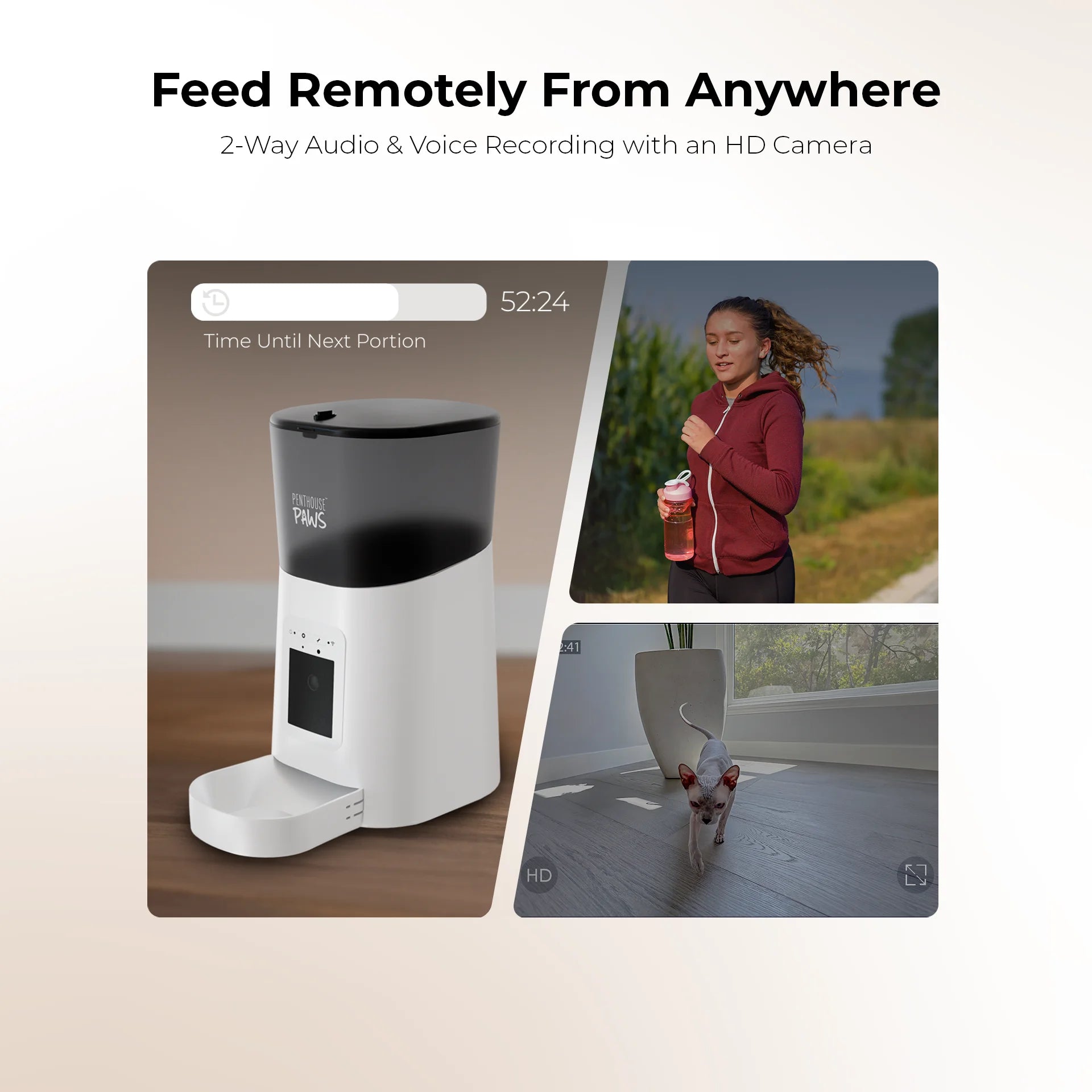 ® Smart Wifi Automatic Cat Feeder with Camera, 6L White